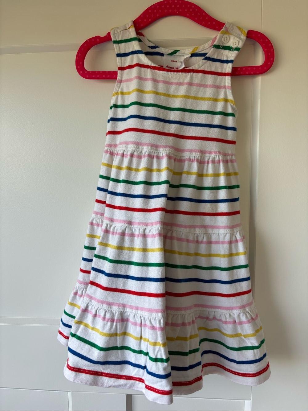 Hanna Andersson White Dress with Rainbow Stripes
